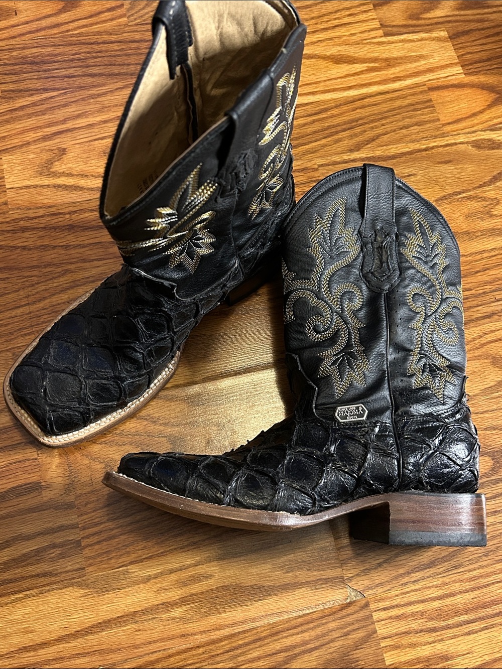 Black Exotic Fish Western Boots